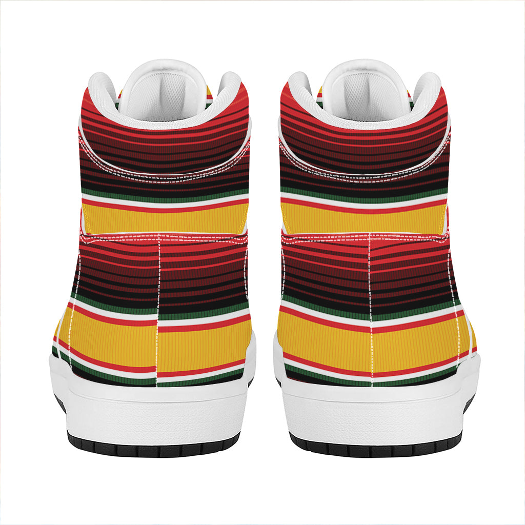 Ethnic Serape Blanket Pattern Print High Top Leather Sneakers