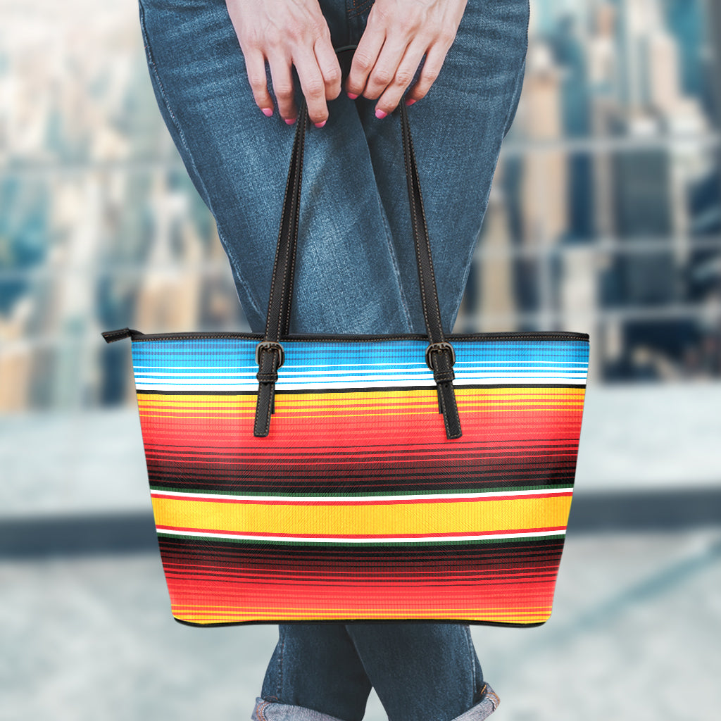 Ethnic Serape Blanket Pattern Print Leather Tote Bag