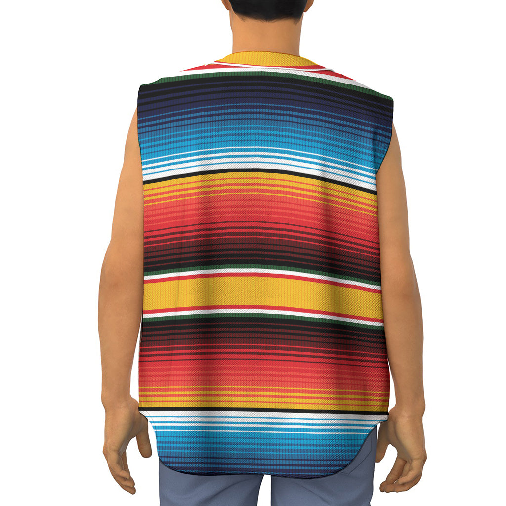 Ethnic Serape Blanket Pattern Print Sleeveless Baseball Jersey