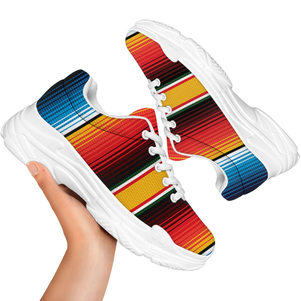 Ethnic Serape Blanket Pattern Print White Chunky Shoes