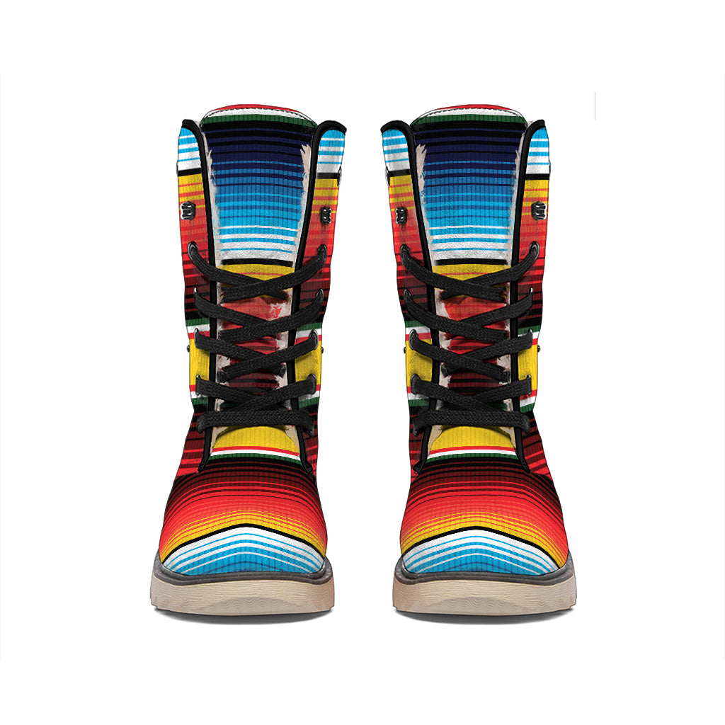Ethnic Serape Blanket Pattern Print Winter Boots