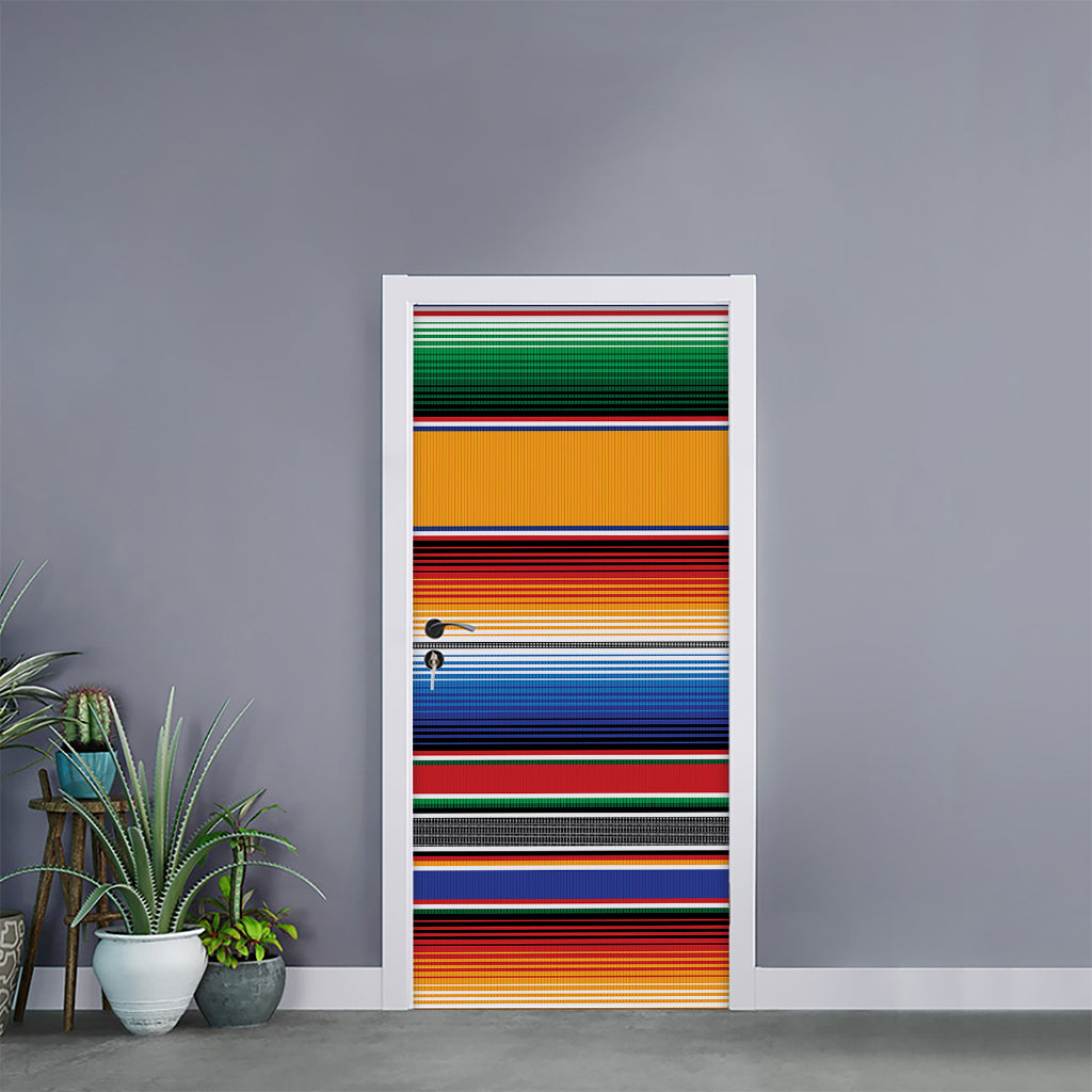 Ethnic Serape Blanket Stripe Print Door Sticker