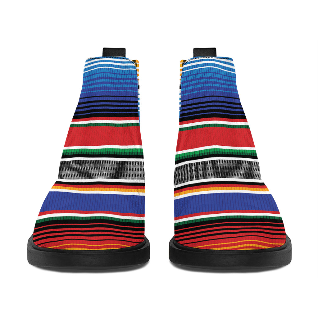 Ethnic Serape Blanket Stripe Print Flat Ankle Boots