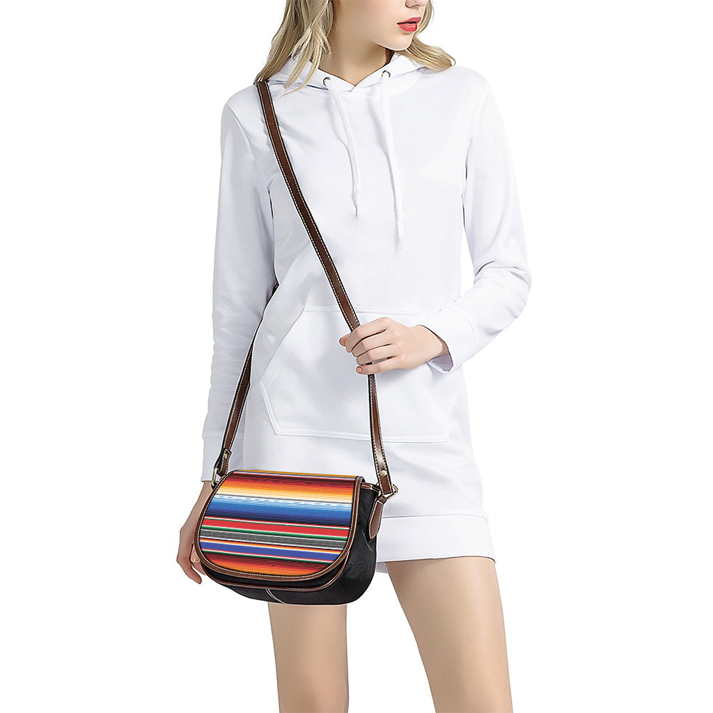 Ethnic Serape Blanket Stripe Print Saddle Bag