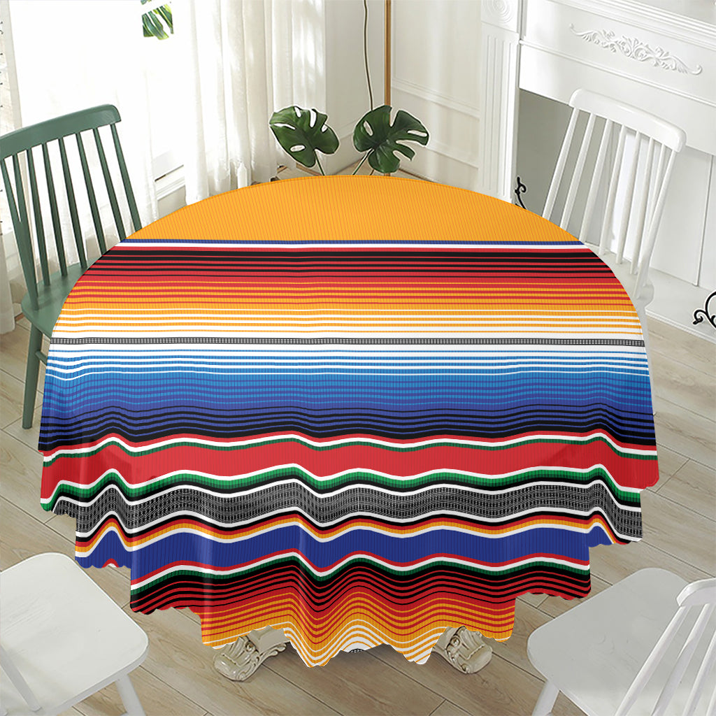 Ethnic Serape Blanket Stripe Print Waterproof Round Tablecloth