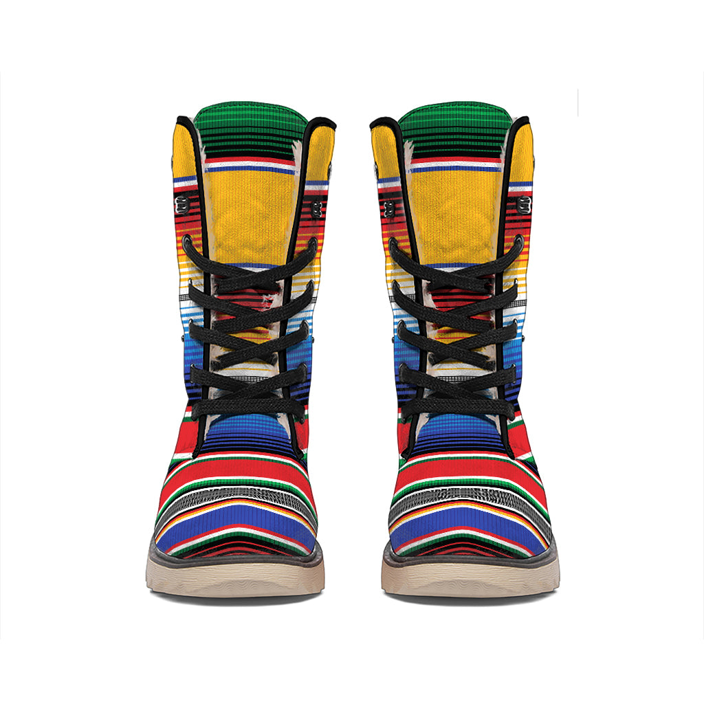 Ethnic Serape Blanket Stripe Print Winter Boots