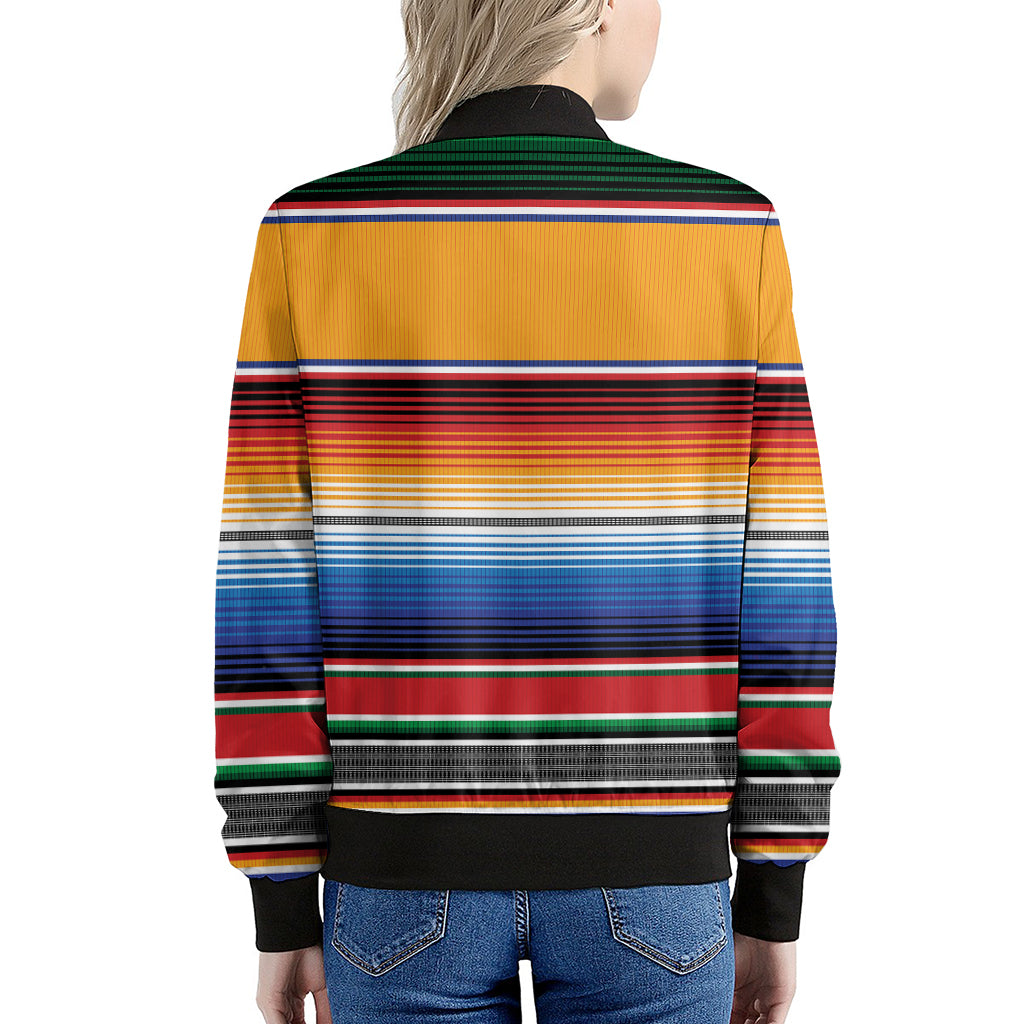 Ethnic Serape Blanket Stripe Print Women's Bomber Jacket
