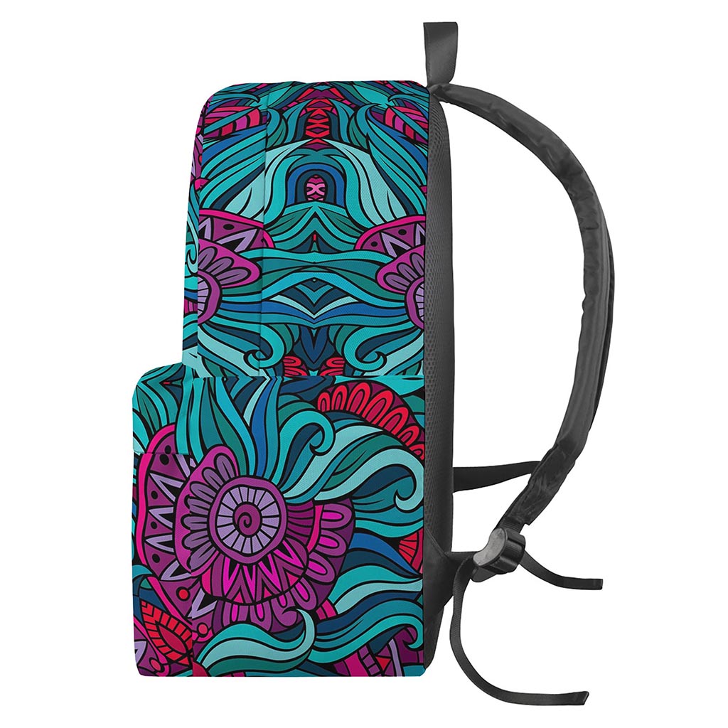 Ethnic Teal Bohemian Pattern Print Backpack