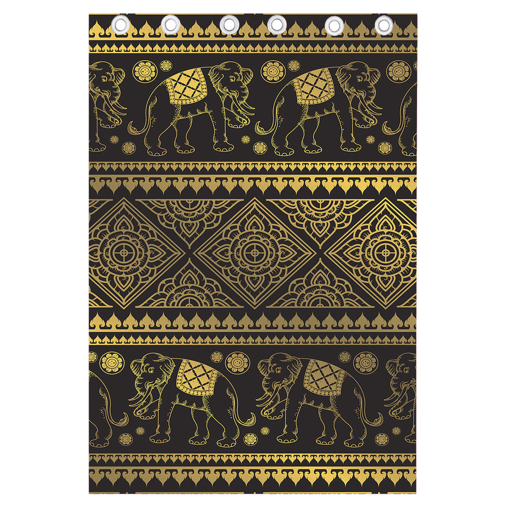 Ethnic Thai Elephant Pattern Print Curtain