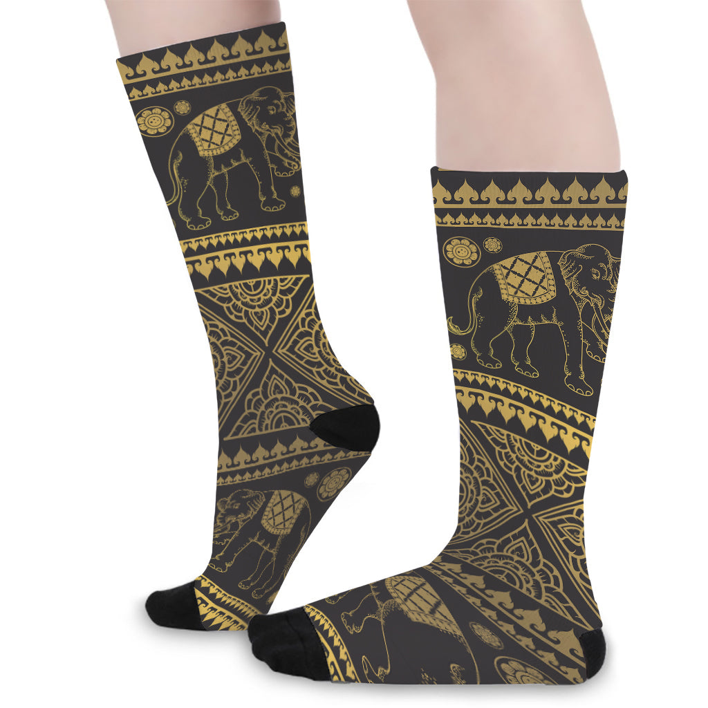 Ethnic Thai Elephant Pattern Print Long Socks