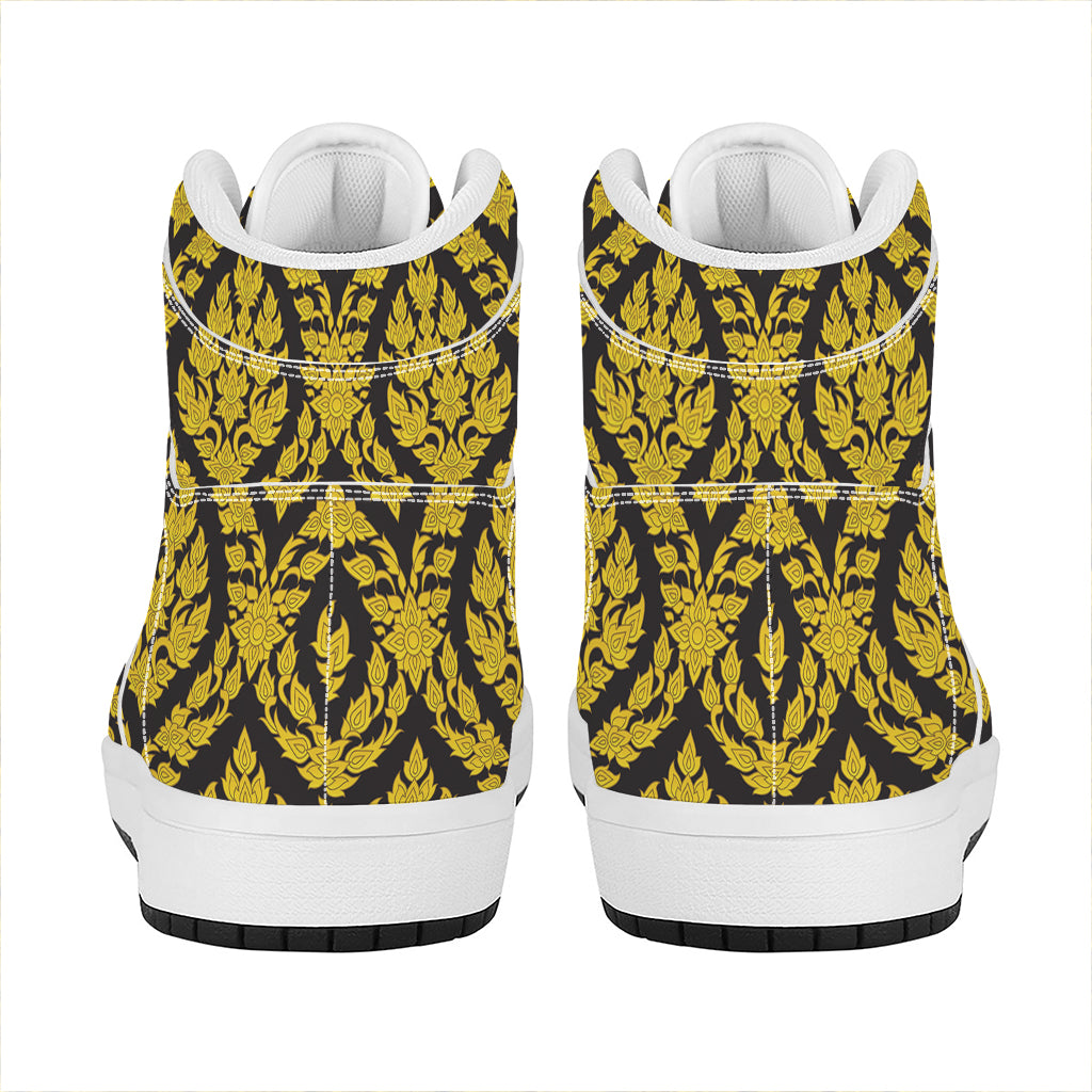 Ethnic Thai Pattern Print High Top Leather Sneakers