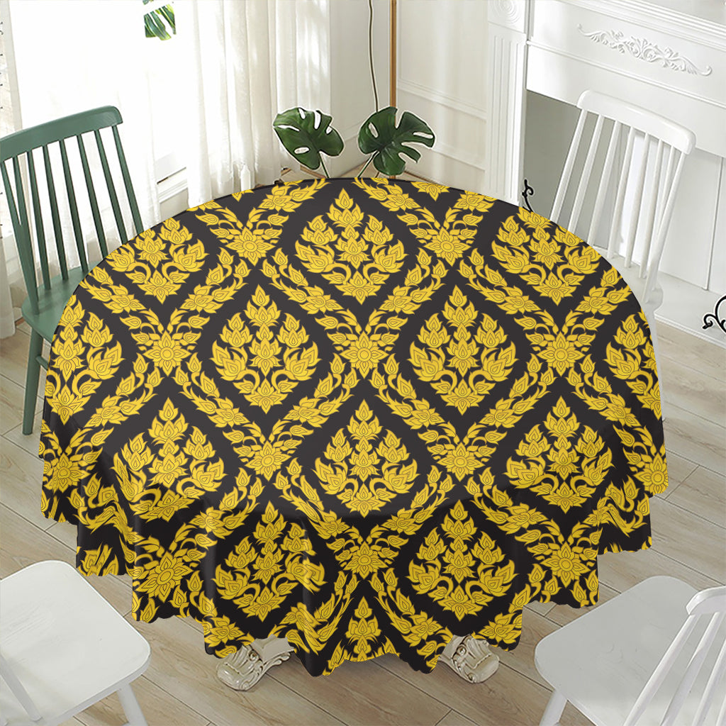 Ethnic Thai Pattern Print Waterproof Round Tablecloth