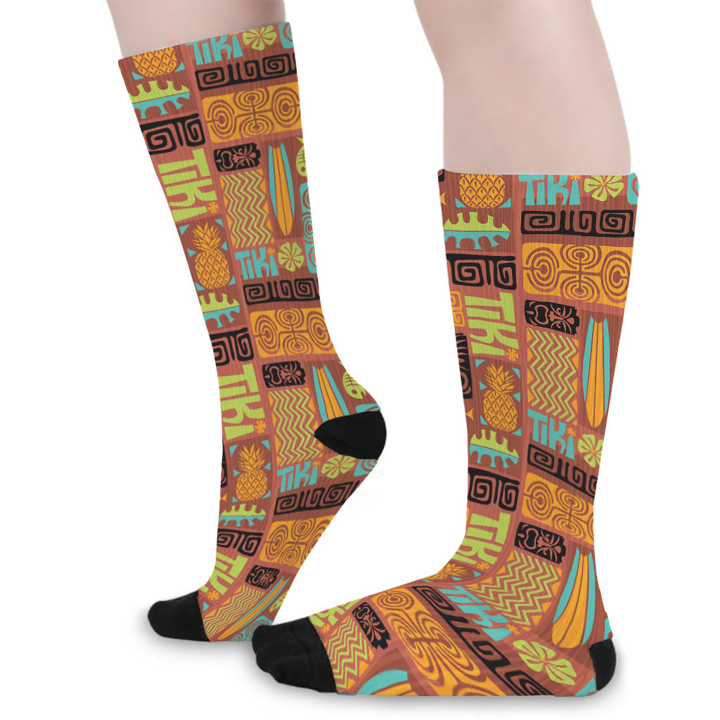Ethnic Tiki Pattern Print Long Socks