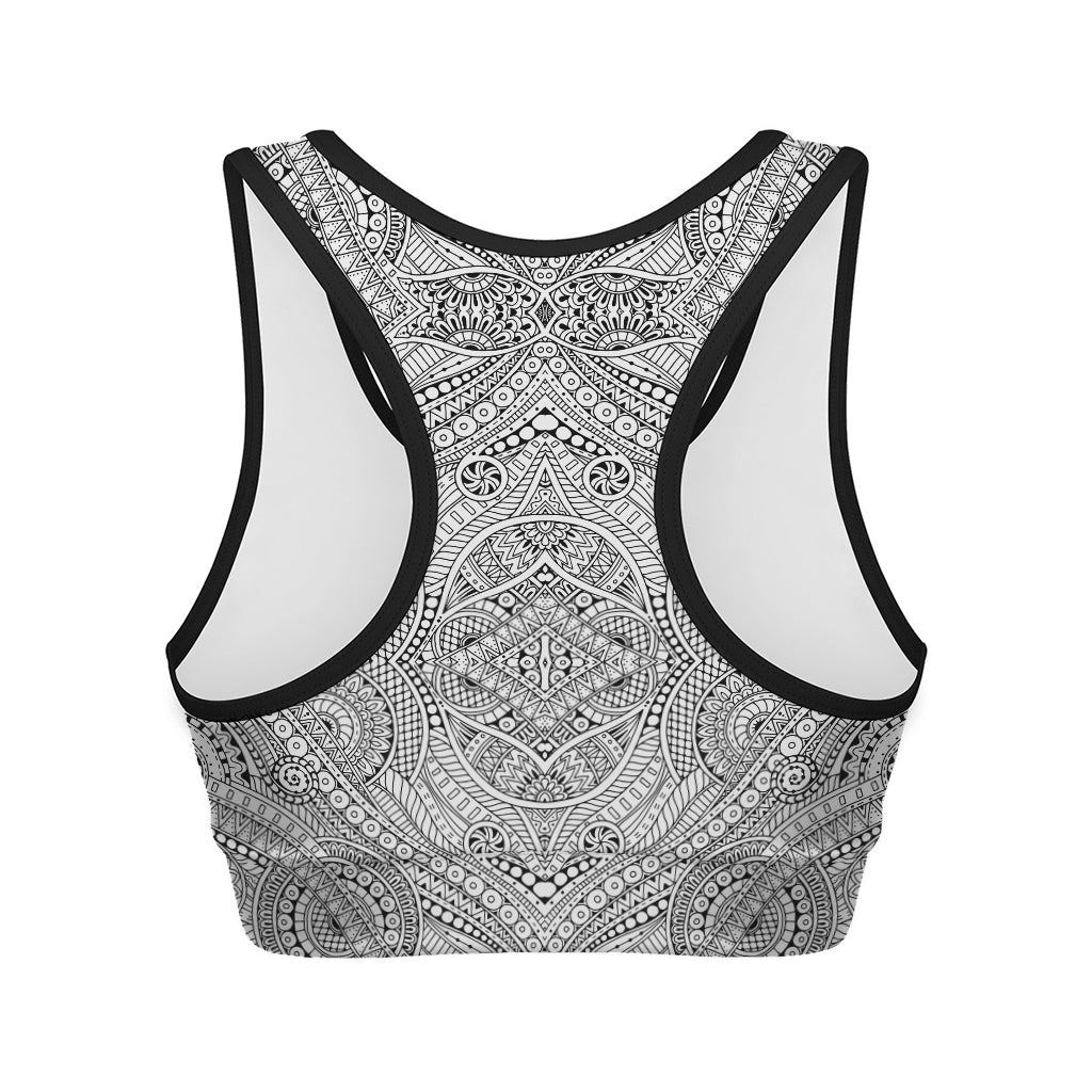 Ethnic Zentangle Pattern Print Women's Sports Bra