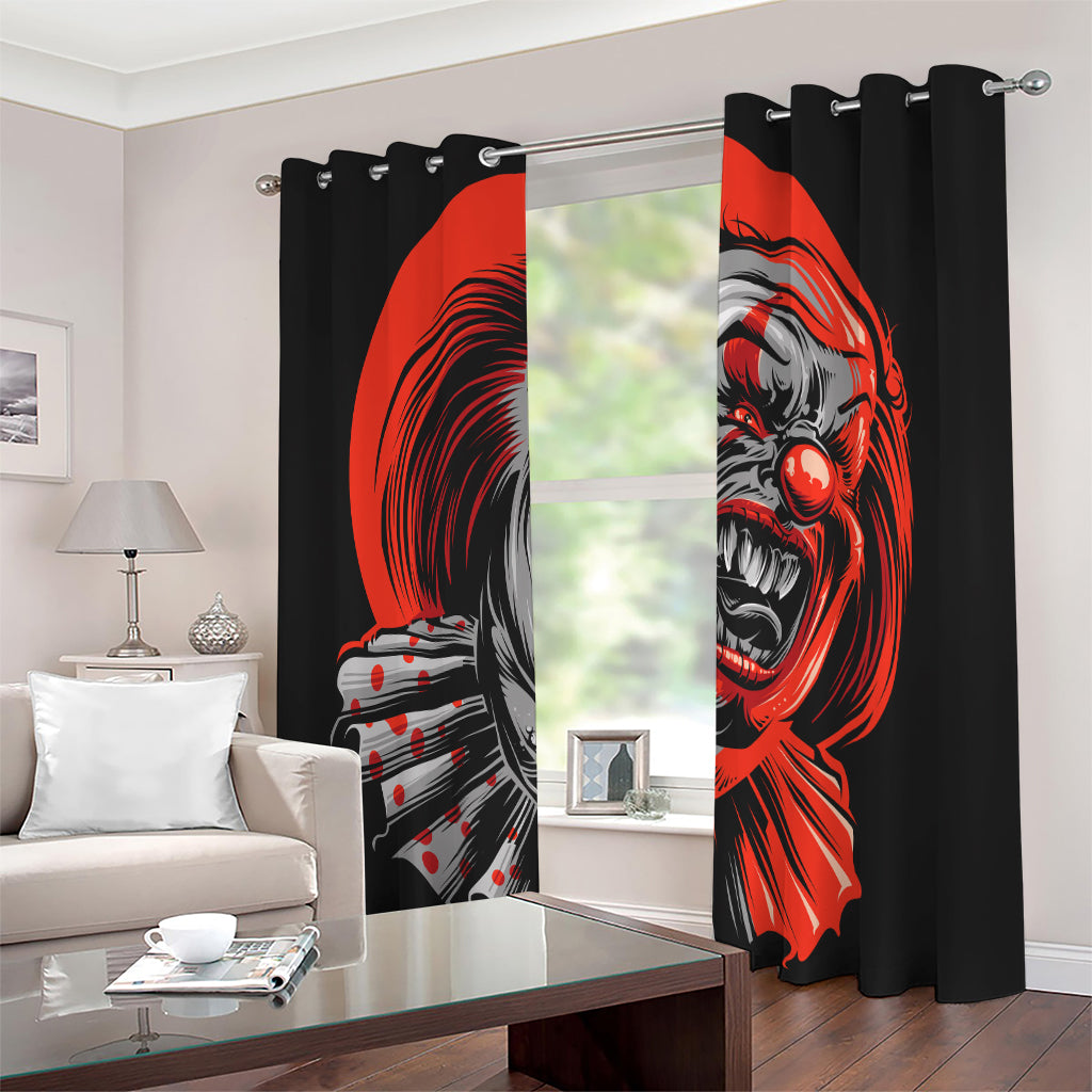 Evil Clown Print Extra Wide Grommet Curtains