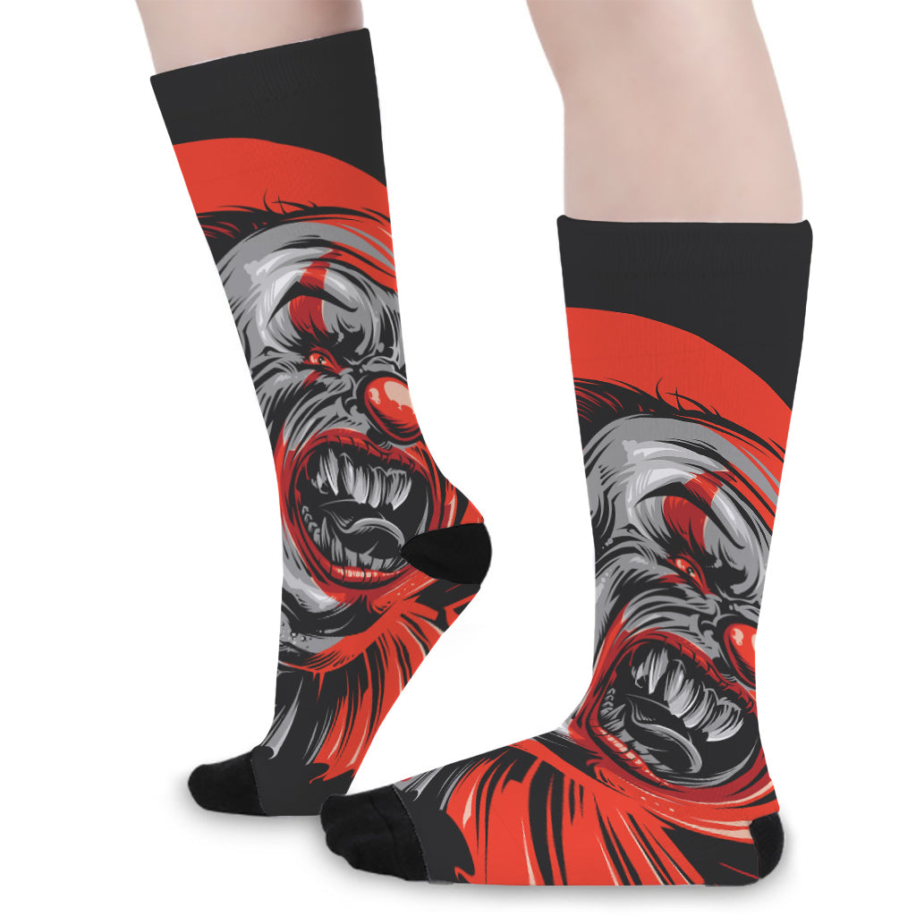 Evil Clown Print Long Socks