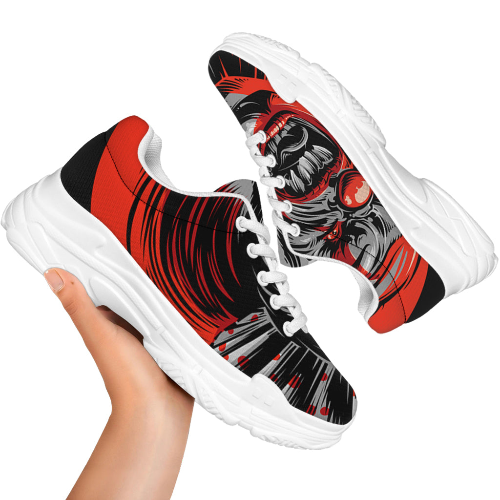 Evil Clown Print White Chunky Shoes