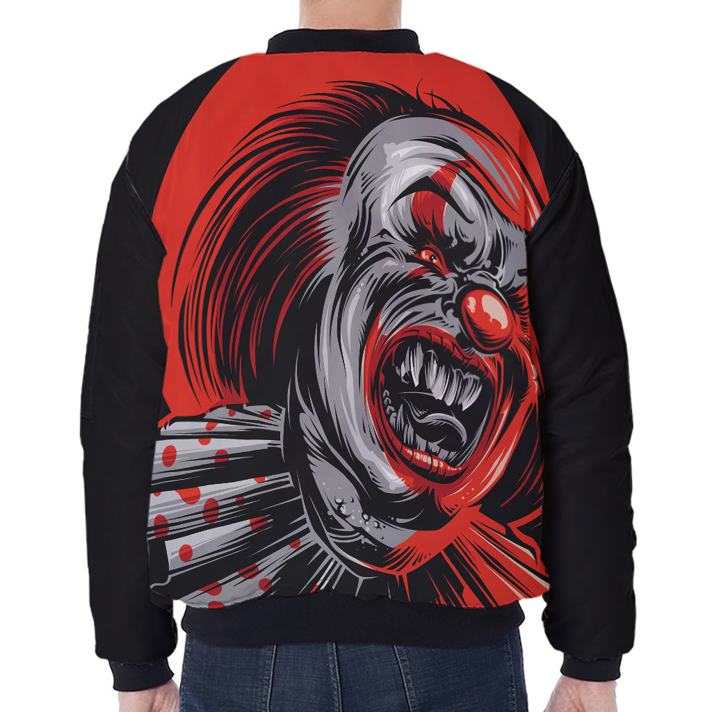 Evil Clown Print Zip Sleeve Bomber Jacket