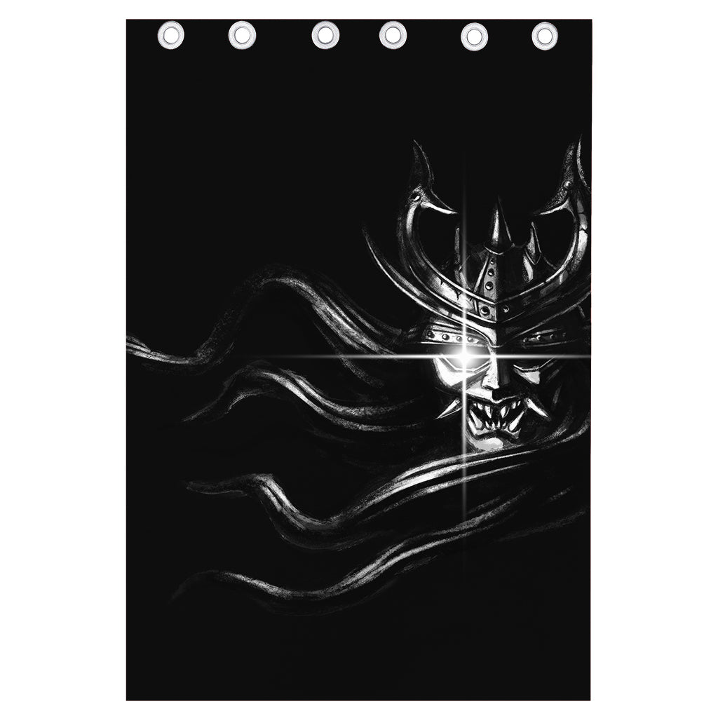 Evil Samurai Mask Print Curtain