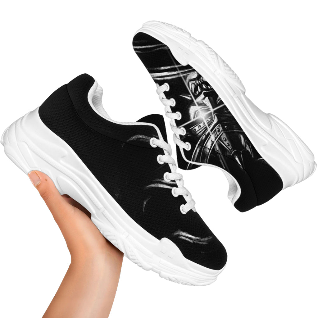 Evil Samurai Mask Print White Chunky Shoes