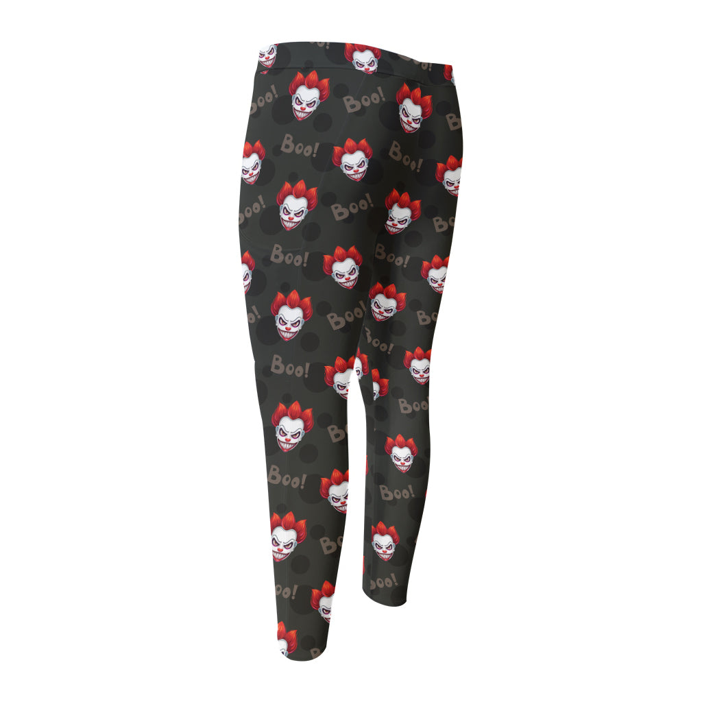 Evil Scary Clown Pattern Print Men's Compression Pants