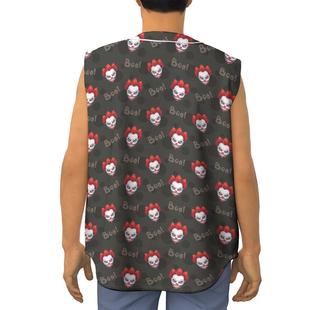 Evil Scary Clown Pattern Print Sleeveless Baseball Jersey