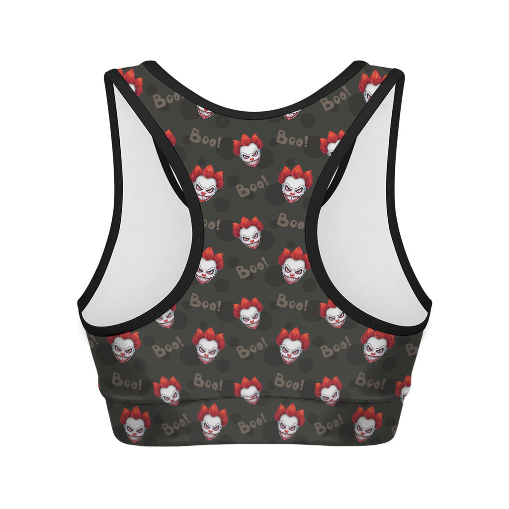 Evil Scary Clown Pattern Print Women's Sports Bra