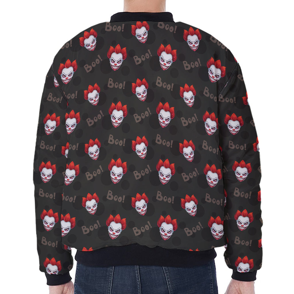 Evil Scary Clown Pattern Print Zip Sleeve Bomber Jacket