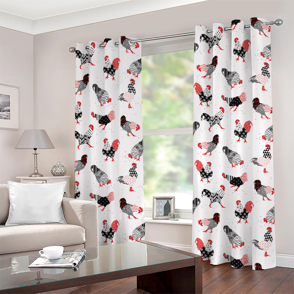 Exotic Chicken Pattern Print Grommet Curtains