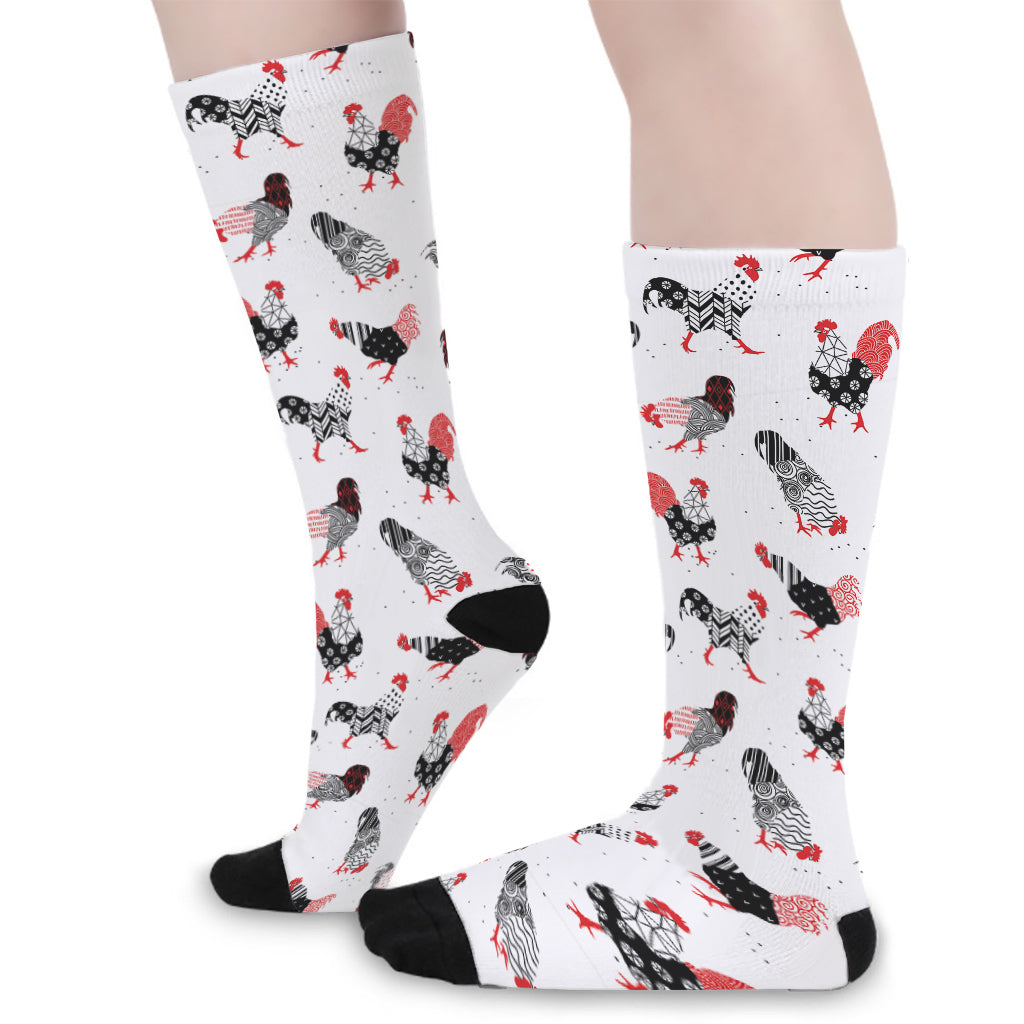 Exotic Chicken Pattern Print Long Socks