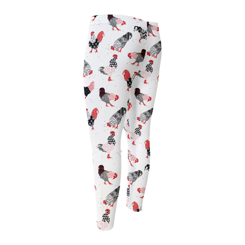 Exotic Chicken Pattern Print Men's Compression Pants