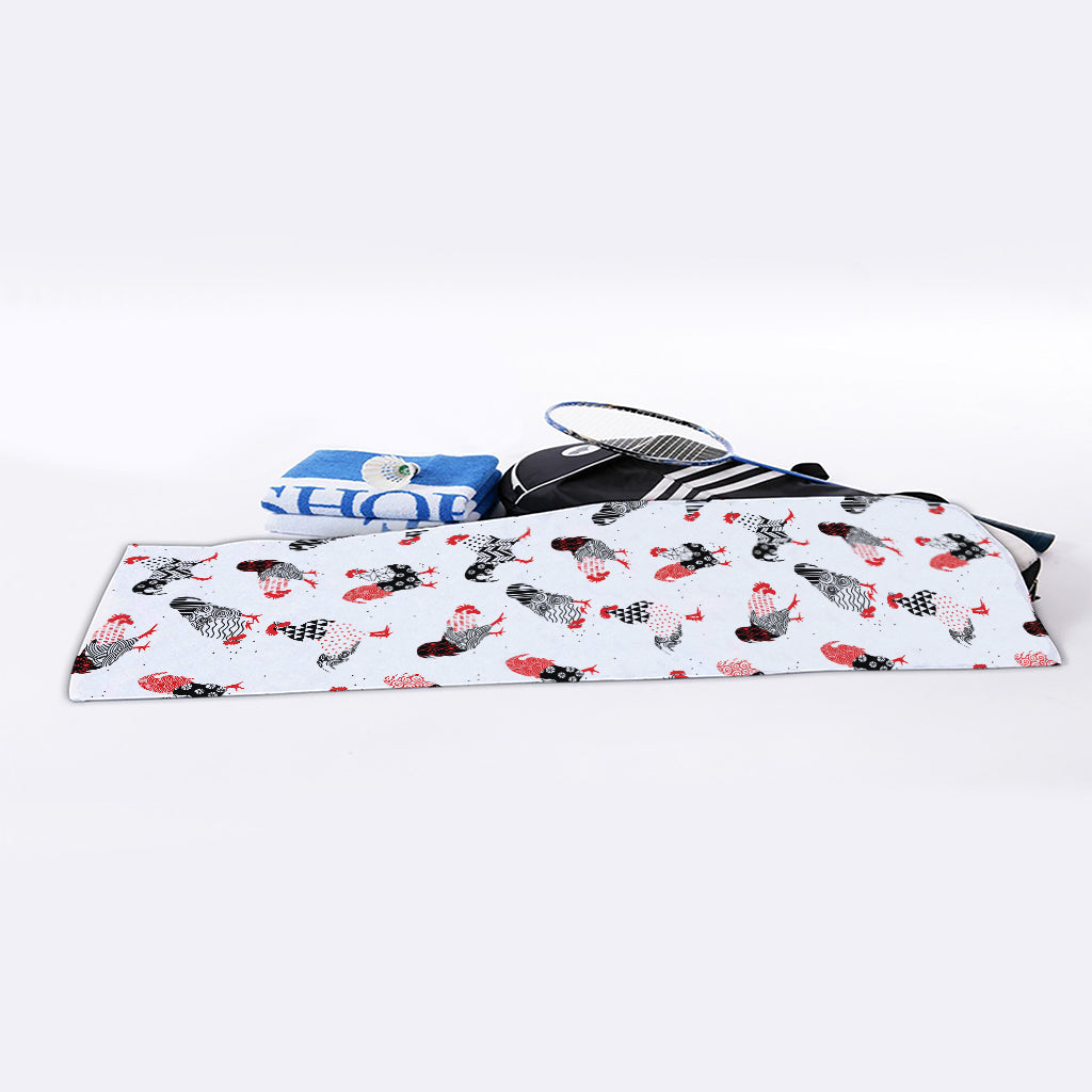 Exotic Chicken Pattern Print Sports Towel