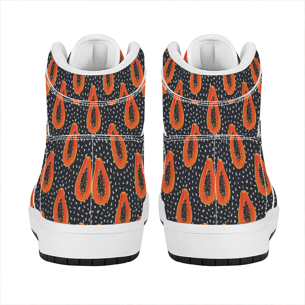 Exotic Papaya Pattern Print High Top Leather Sneakers