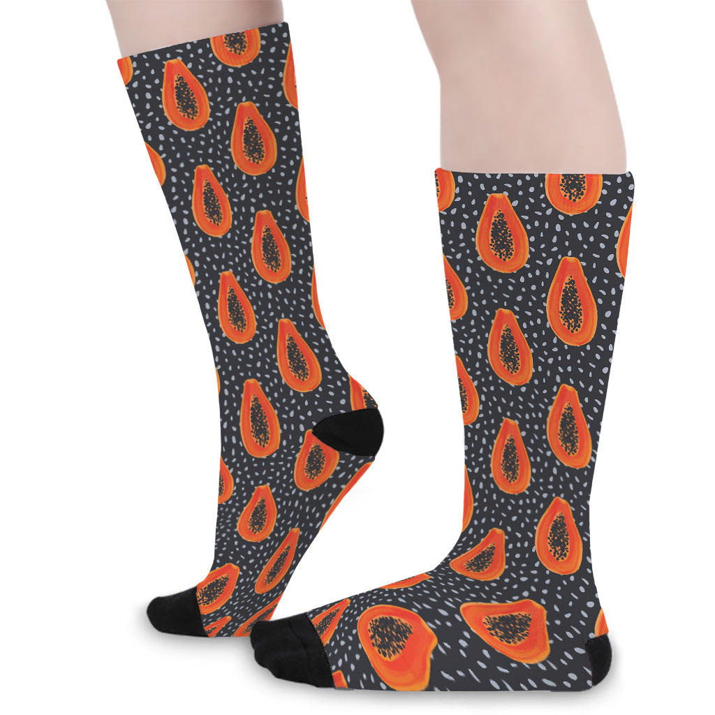 Exotic Papaya Pattern Print Long Socks