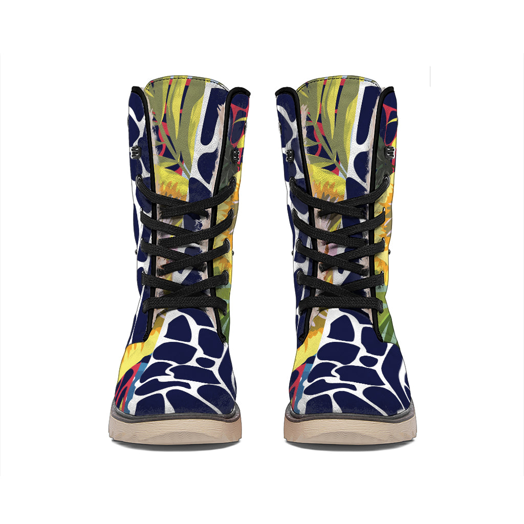 Exotic Patchwork Pattern Print Winter Boots