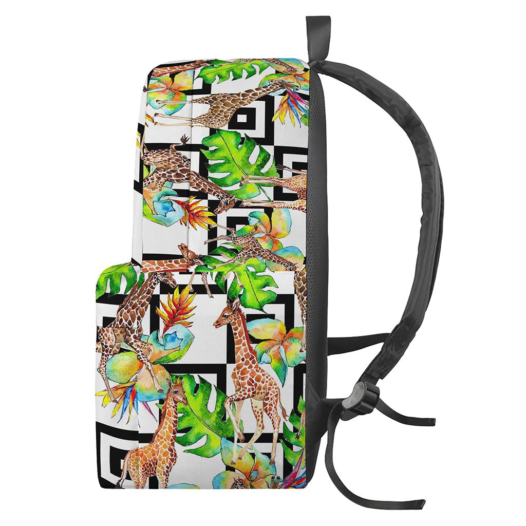 Exotic Tropical Giraffe Pattern Print Backpack