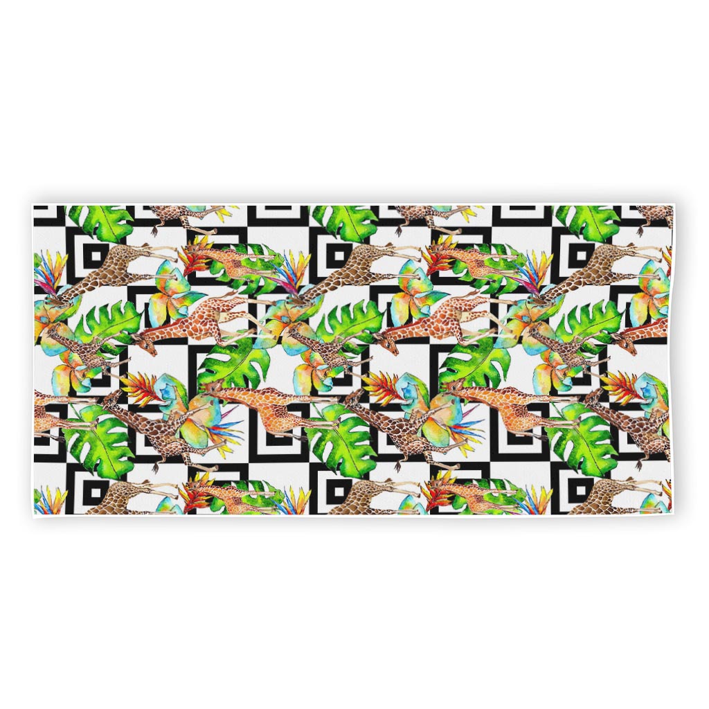 Exotic Tropical Giraffe Pattern Print Beach Towel