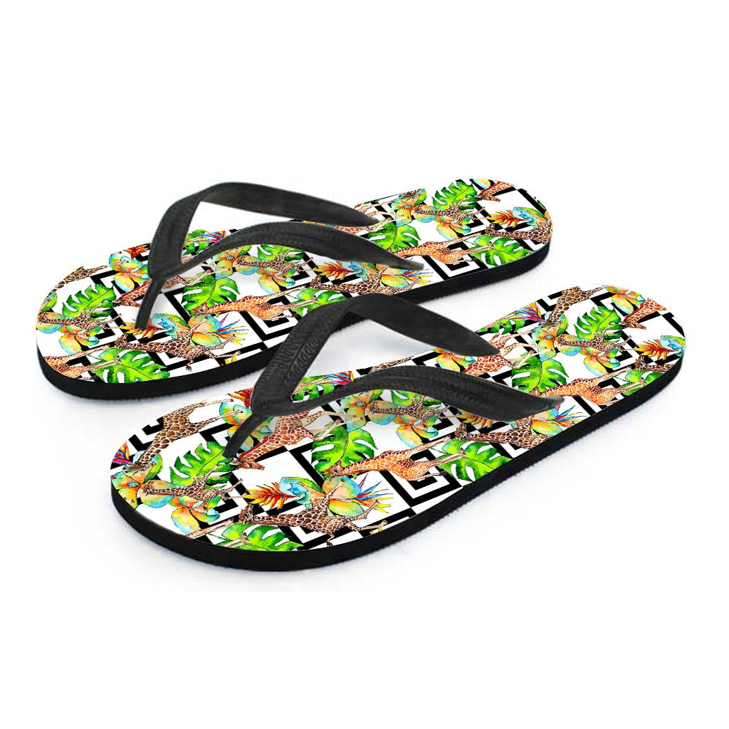 Exotic Tropical Giraffe Pattern Print Flip Flops