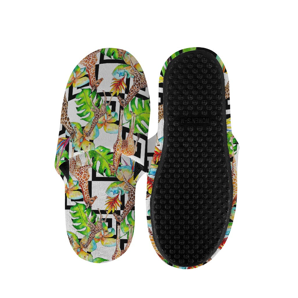 Exotic Tropical Giraffe Pattern Print Slippers