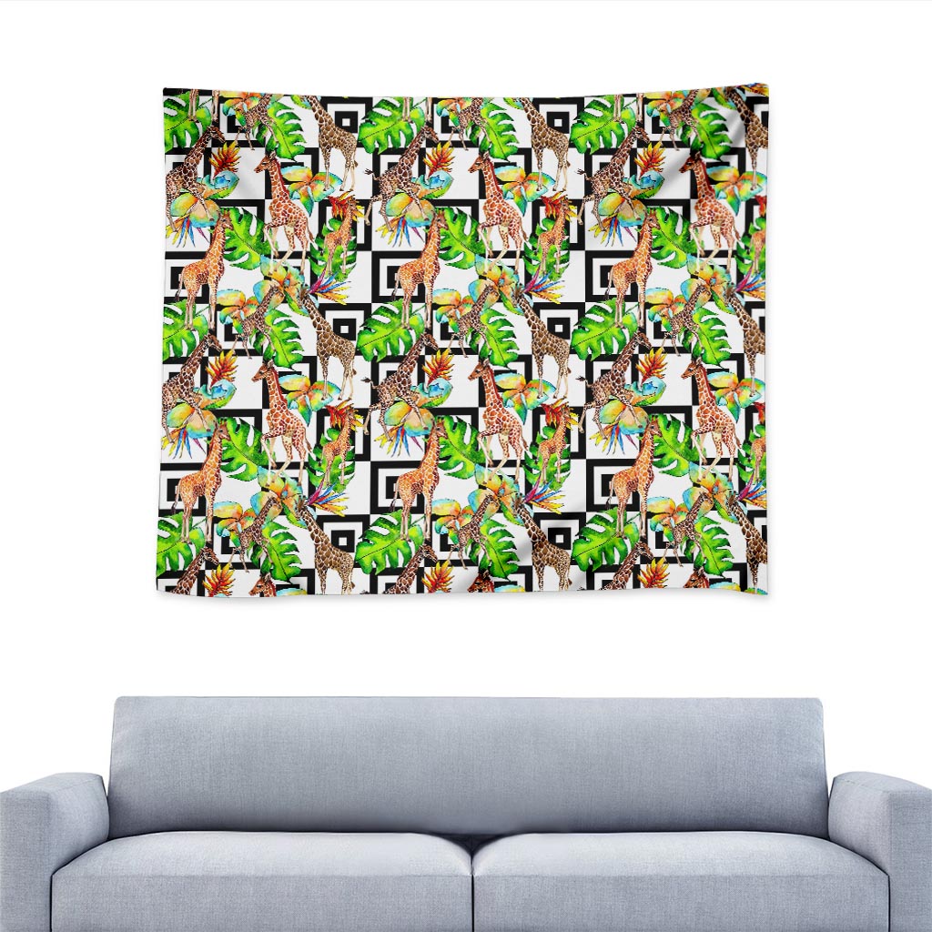 Exotic Tropical Giraffe Pattern Print Tapestry