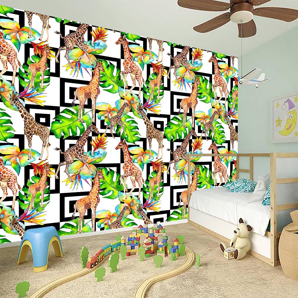 Exotic Tropical Giraffe Pattern Print Wall Sticker