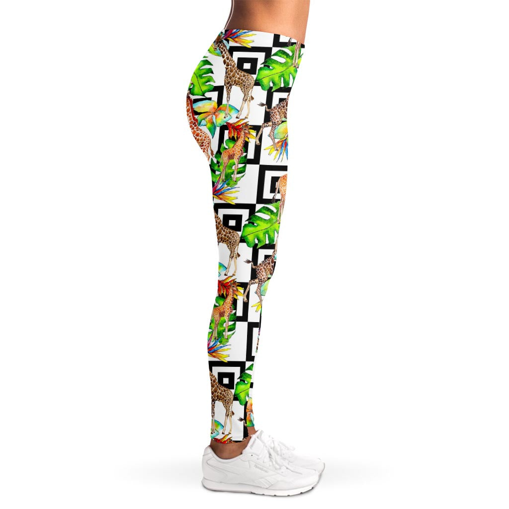 Exotic Tropical Giraffe Pattern Print Women's Leggings