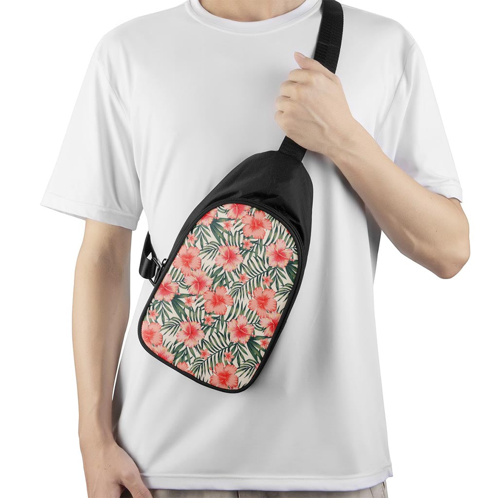 Exotic Tropical Hibiscus Pattern Print Chest Bag