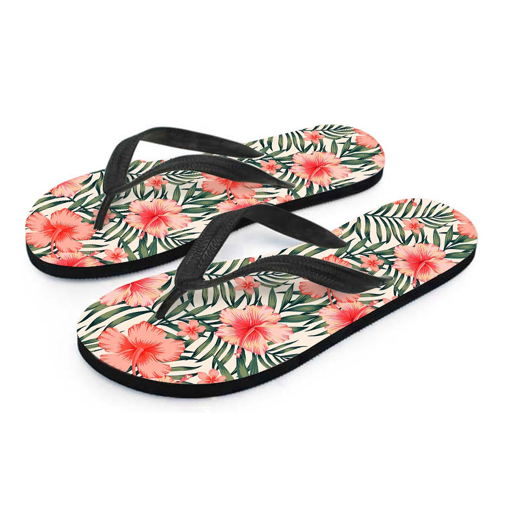 Exotic Tropical Hibiscus Pattern Print Flip Flops