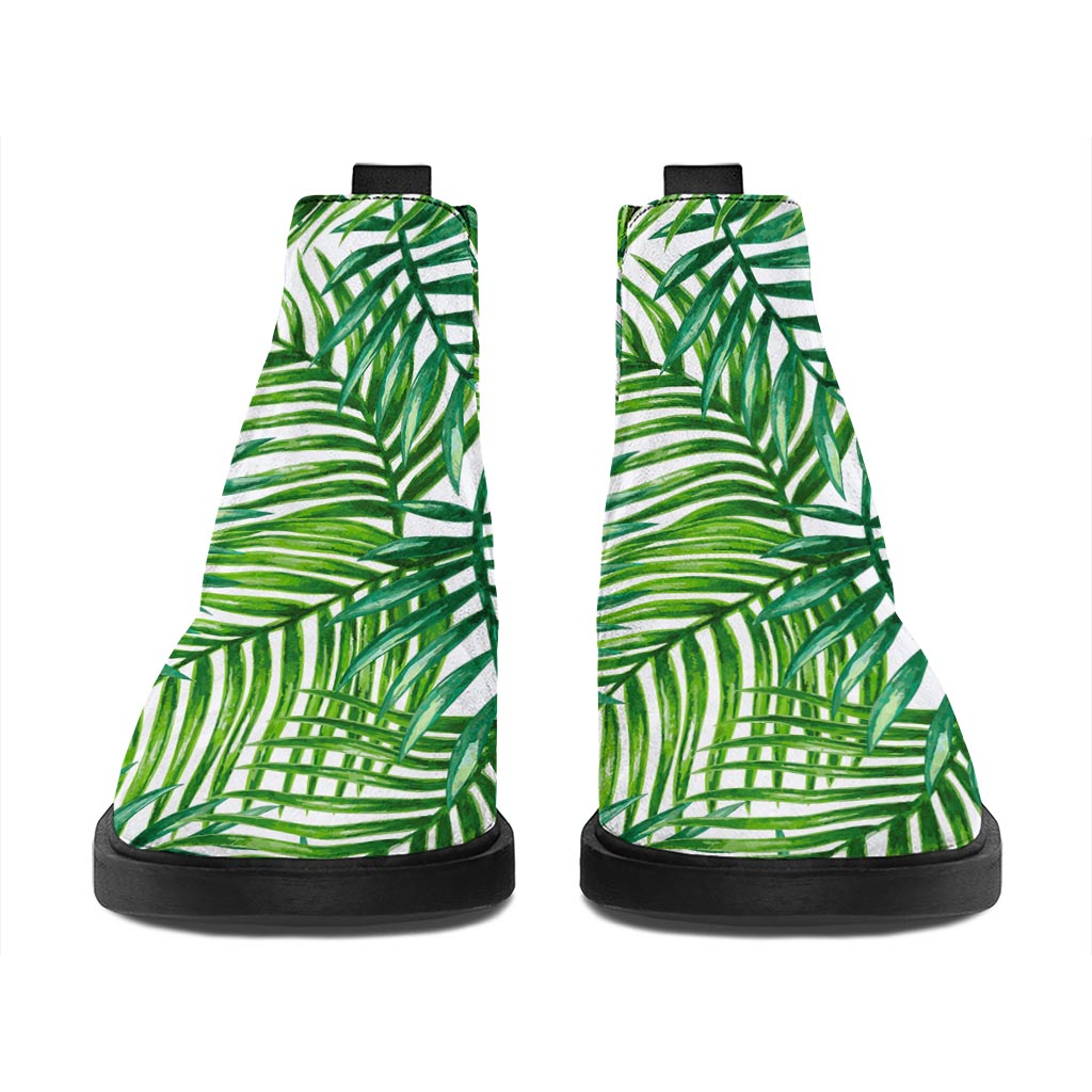 Exotic Tropical Leaf Pattern Print Flat Ankle Boots