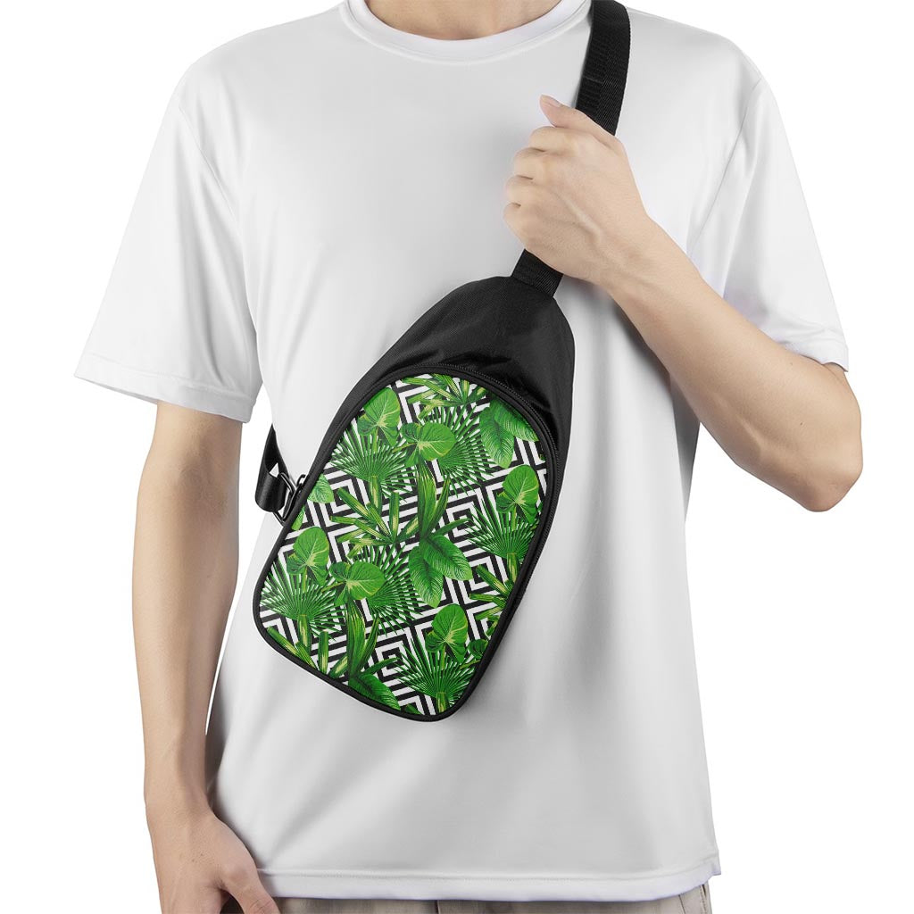 Exotic Tropical Leaves Pattern Print Chest Bag