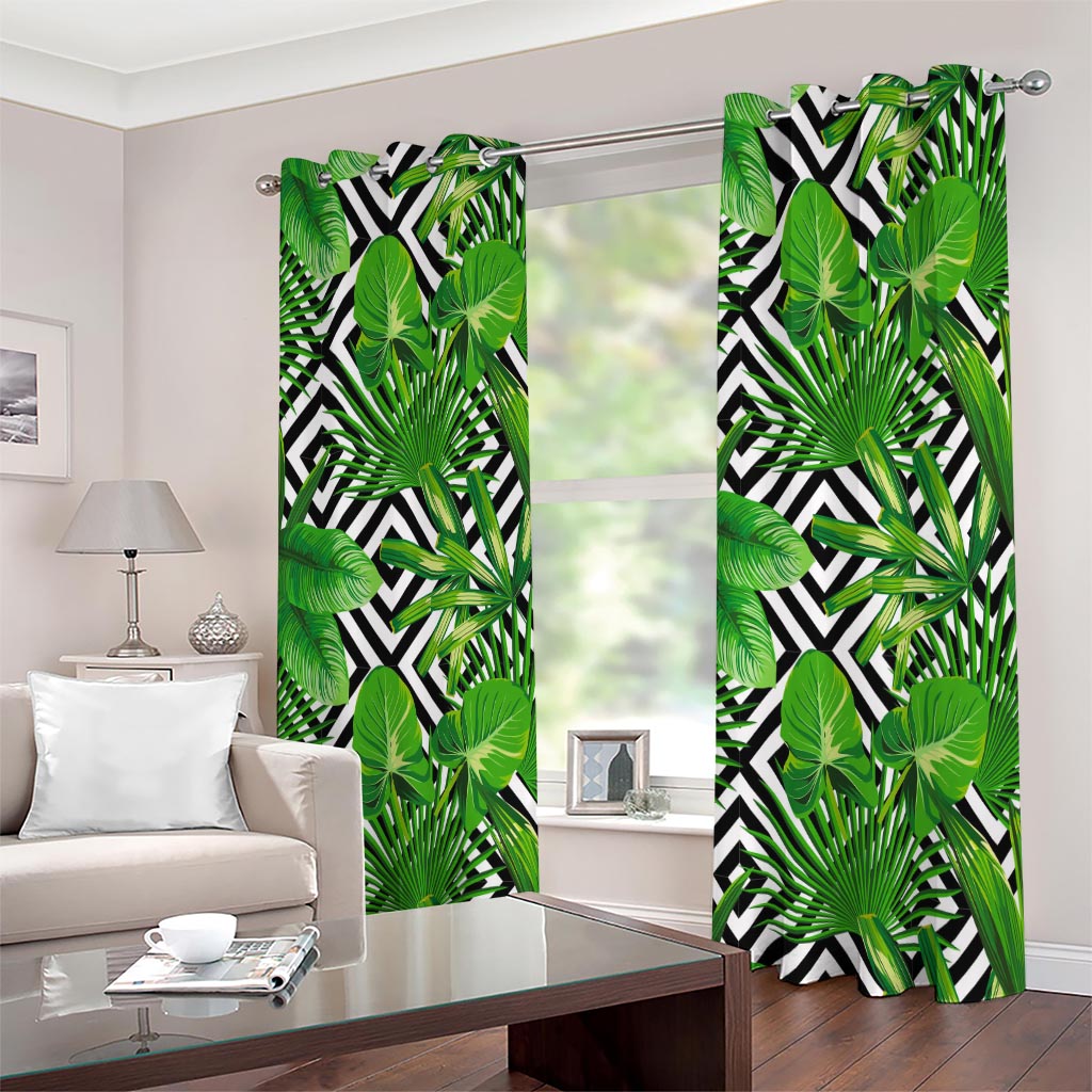 Exotic Tropical Leaves Pattern Print Extra Wide Grommet Curtains