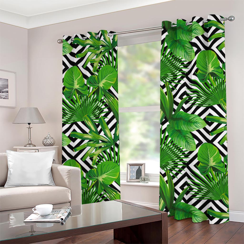 Exotic Tropical Leaves Pattern Print Grommet Curtains