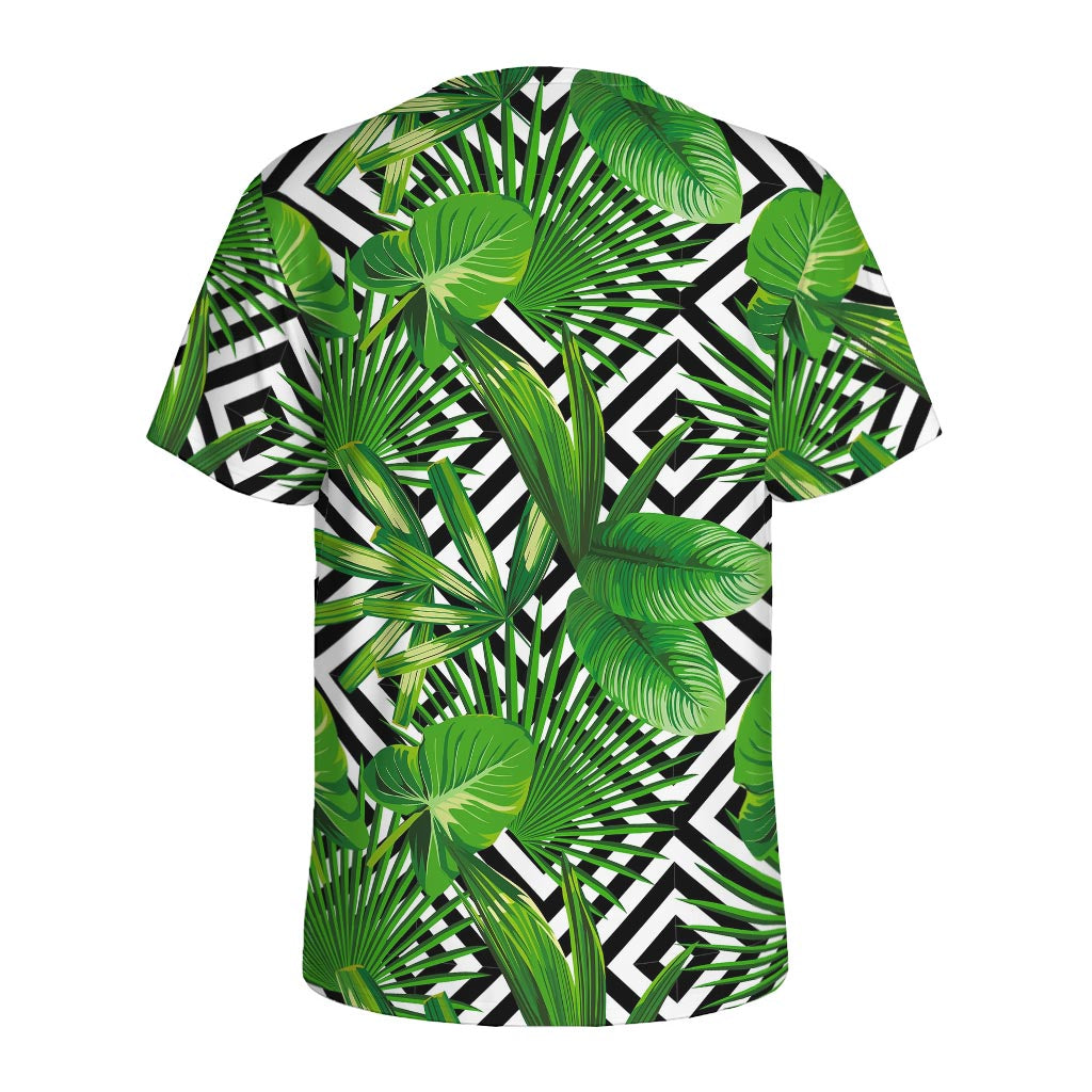Exotic Tropical Leaves Pattern Print Men's Sports T-Shirt
