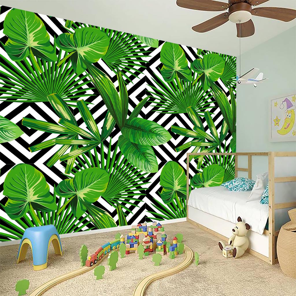 Exotic Tropical Leaves Pattern Print Wall Sticker